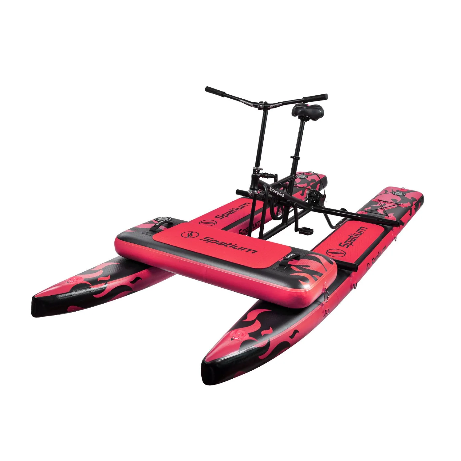 WaterBike 3.0 front view — twin pontoons and handlebar frame