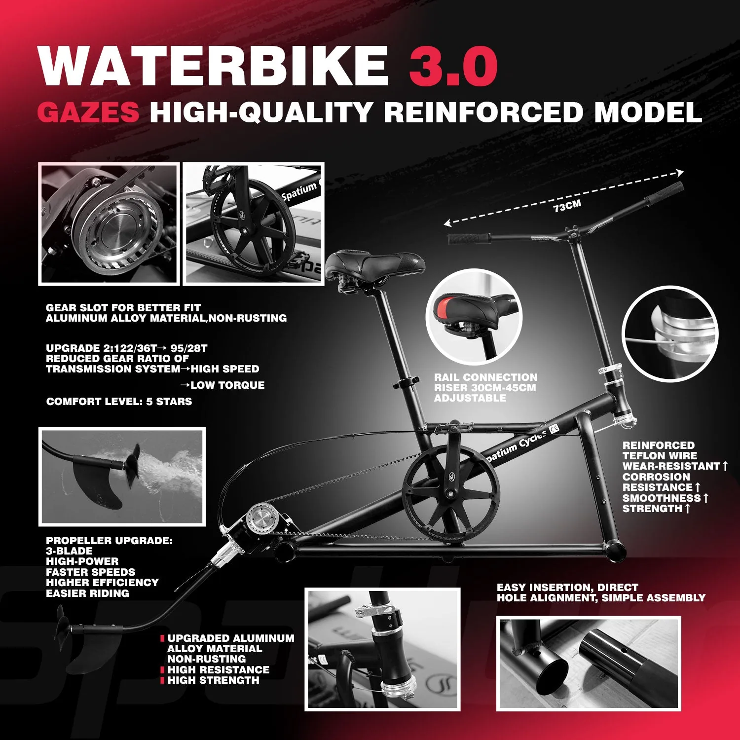 WaterBike 3.0 reinforced model — upgraded gears, propeller, aluminum alloy body