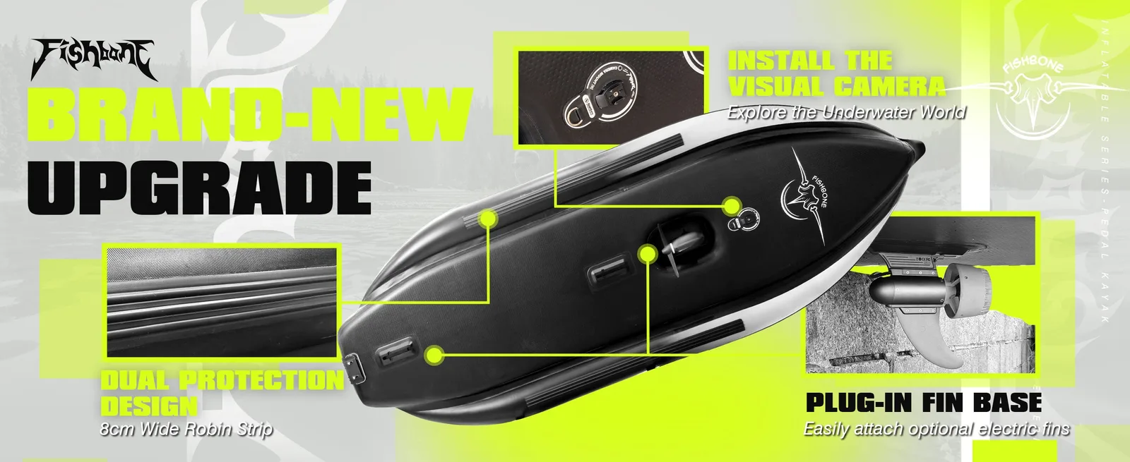 FishBone Pedal Drive — Brand-new upgrade — plug-in fin base and accessory mounts