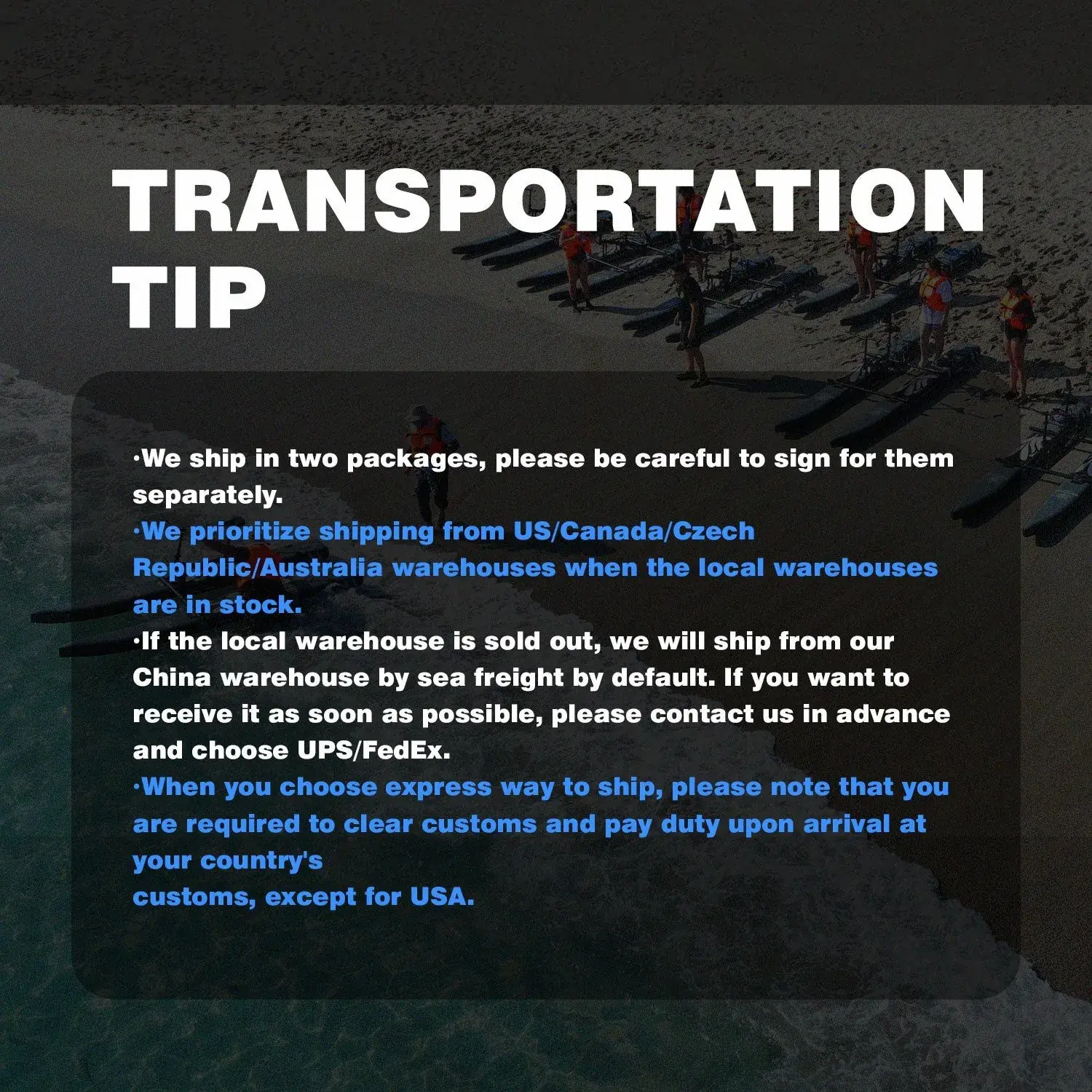 Transportation and packaging info